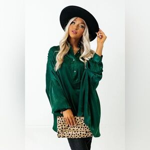 Impressions Green Button Down Shirt